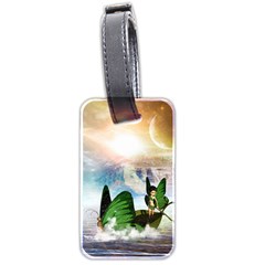 Cute Fairy In A Butterflies Boat In The Night Luggage Tags (two Sides) by FantasyWorld7