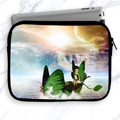 Cute Fairy In A Butterflies Boat In The Night Apple Ipad 2/3/4 Zipper Cases by FantasyWorld7