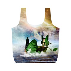 Cute Fairy In A Butterflies Boat In The Night Full Print Recycle Bags (m)  by FantasyWorld7