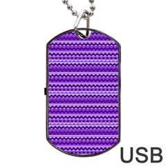 Purple Tribal Pattern Dog Tag Usb Flash (two Sides)  by KirstenStar