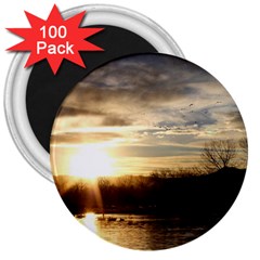 Setting Sun At Lake 3  Magnets (100 Pack) by trendistuff