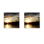 SETTING SUN AT LAKE Cufflinks (Square) Front(Pair)