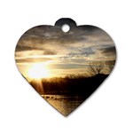 SETTING SUN AT LAKE Dog Tag Heart (Two Sides) Front