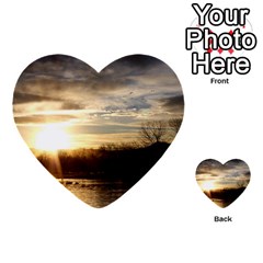 Setting Sun At Lake Multi-purpose Cards (heart)  by trendistuff