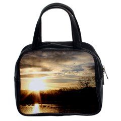 Setting Sun At Lake Classic Handbags (2 Sides) by trendistuff