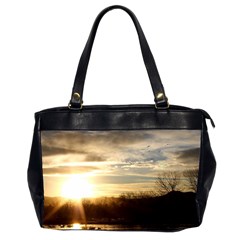 Setting Sun At Lake Office Handbags (2 Sides)  by trendistuff