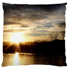 Setting Sun At Lake Standard Flano Cushion Cases (one Side)  by trendistuff