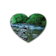 Rocky Stream Rubber Coaster (heart)  by trendistuff