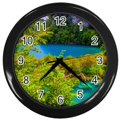 Plitvice, Croatia Wall Clocks (black) by trendistuff