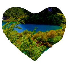 Plitvice, Croatia Large 19  Premium Flano Heart Shape Cushions by trendistuff