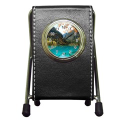 JIUZHAIGOU VALLEY 3 Pen Holder Desk Clocks