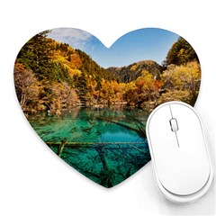 Jiuzhaigou Valley 1 Heart Mousepads by trendistuff