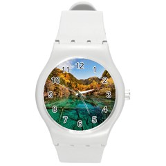 Jiuzhaigou Valley 1 Round Plastic Sport Watch (m) by trendistuff