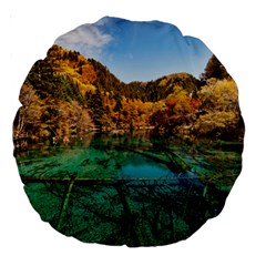 Jiuzhaigou Valley 1 Large 18  Premium Round Cushions by trendistuff