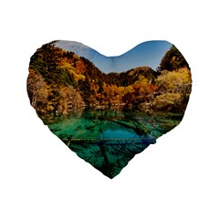 Jiuzhaigou Valley 1 Standard 16  Premium Heart Shape Cushions by trendistuff