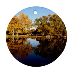 Autumn Lake Round Ornament (two Sides)  by trendistuff