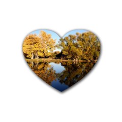 Autumn Lake Rubber Coaster (heart)  by trendistuff