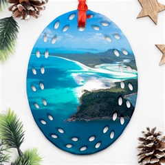 Whitehaven Beach 2 Oval Filigree Ornament (2-side)  by trendistuff