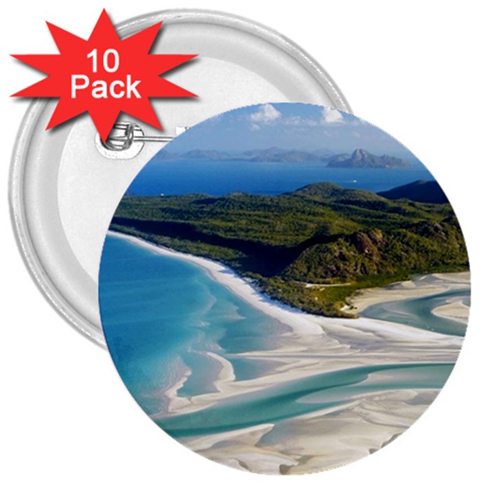 WHITEHAVEN BEACH 1 3  Buttons (10 pack) 