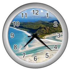 Whitehaven Beach 1 Wall Clocks (silver)  by trendistuff