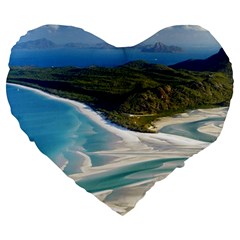 Whitehaven Beach 1 Large 19  Premium Heart Shape Cushions