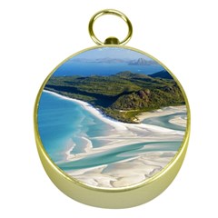 Whitehaven Beach 1 Gold Compasses by trendistuff