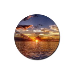 Tahitian Sunset Rubber Coaster (round)  by trendistuff