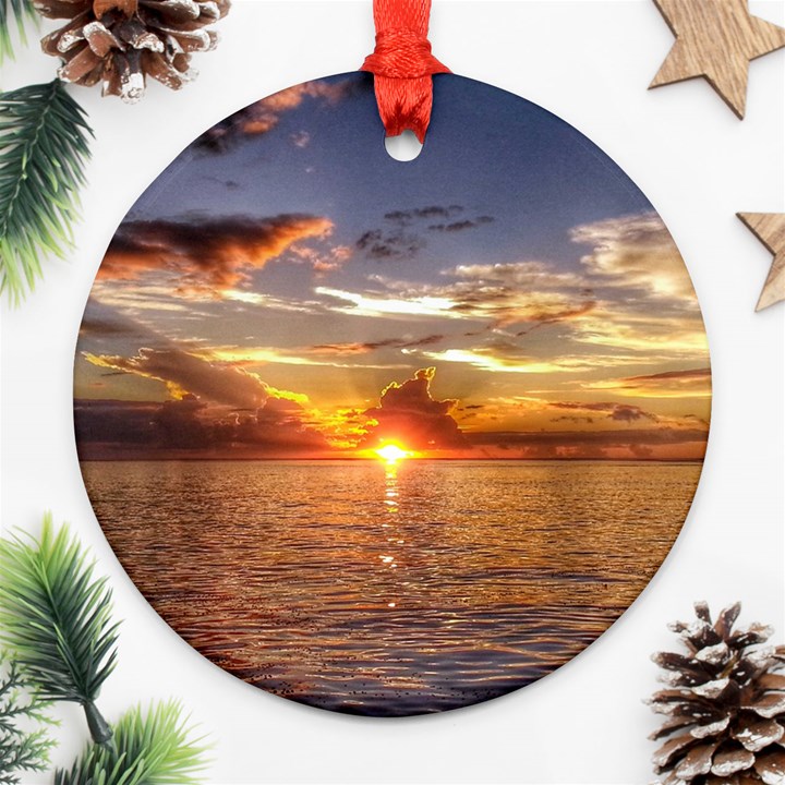 TAHITIAN SUNSET Round Ornament (Two Sides) 