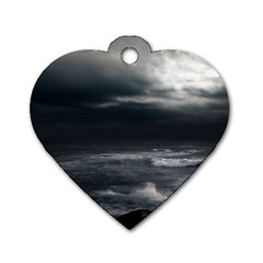 Ocean Storm Dog Tag Heart (one Side)