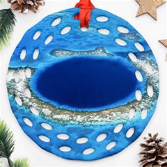 Great Blue Hole 2 Ornament (round Filigree)  by trendistuff