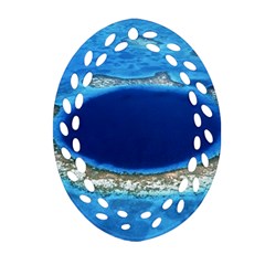 Great Blue Hole 2 Oval Filigree Ornament (2-side)  by trendistuff