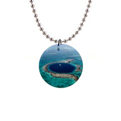 Great Blue Hole 1 Button Necklaces by trendistuff