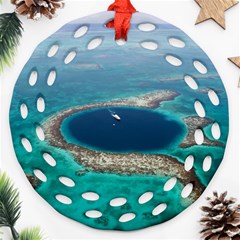 Great Blue Hole 1 Round Filigree Ornament (2side) by trendistuff