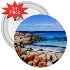 Bay Of Fires 3  Buttons (10 Pack) 