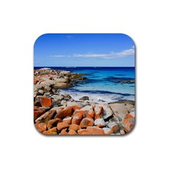 Bay Of Fires Rubber Coaster (square)  by trendistuff