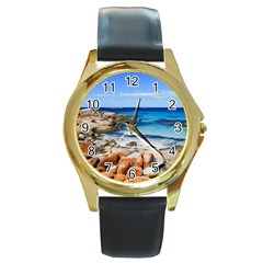 Bay Of Fires Round Gold Metal Watches by trendistuff