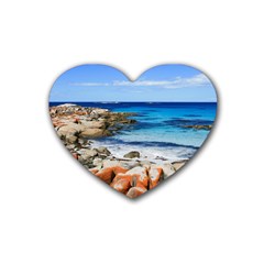 Bay Of Fires Rubber Coaster (heart)  by trendistuff