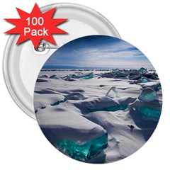 Turquoise Ice 3  Buttons (100 Pack)  by trendistuff