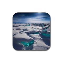 Turquoise Ice Rubber Coaster (square)  by trendistuff