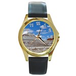 PETRIFIED FORREST TEPEES Round Gold Metal Watches Front