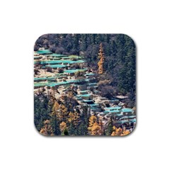 Huanglong Pools Rubber Square Coaster (4 Pack)  by trendistuff