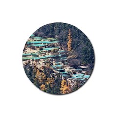 Huanglong Pools Rubber Round Coaster (4 Pack)  by trendistuff