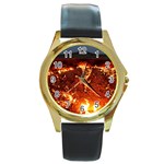 DOOR TO HELL Round Gold Metal Watches