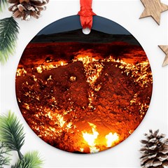 Door To Hell Round Ornament (two Sides)  by trendistuff