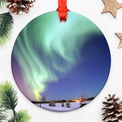 Aurora Borealis Round Ornament (two Sides)  by trendistuff