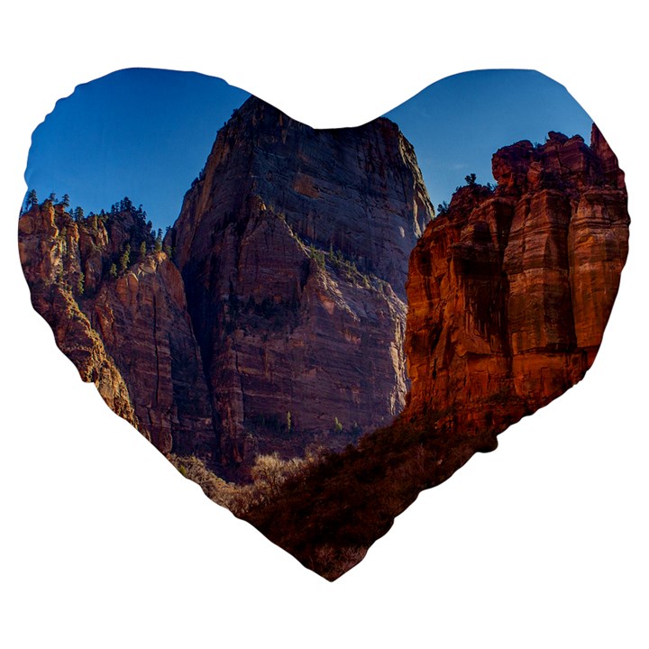 ZION NATIONAL PARK Large 19  Premium Flano Heart Shape Cushions