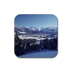 Snowy Mountains Rubber Coaster (square)  by trendistuff