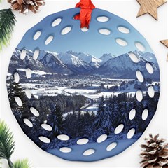 Snowy Mountains Round Filigree Ornament (2side) by trendistuff