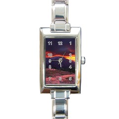 San Gabriel Mountain Sunset Rectangle Italian Charm Watches by trendistuff