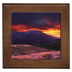 San Gabriel Mountain Sunset Framed Tiles by trendistuff